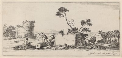 Campagna-scen med artistskisser, i eller före 1647. av Stefano della Bella