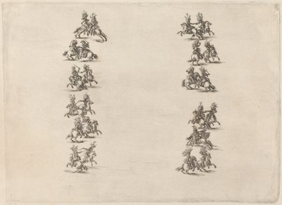 Kavaljerer slåss i två kolumner, 1652. av Stefano della Bella