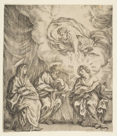 Jesusbarnet förklarar skrifterna för sin mor och St. Joseph, ca. 1627. av Stefano della Bella