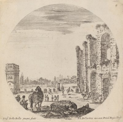 Colosseum och Konstantins båge, 1646. av Stefano della Bella