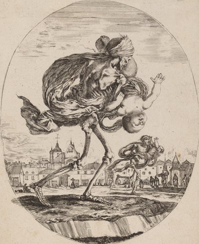 Död bär ett barn till höger, troligen 1648. av Stefano della Bella