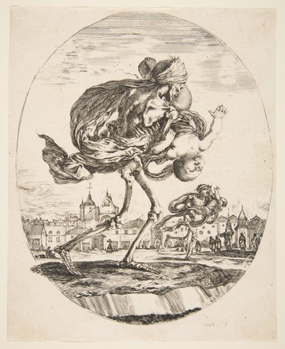 Death Carrying an Infant, från The five deaths Les cinq Morts, ca. 1648. av Stefano della Bella