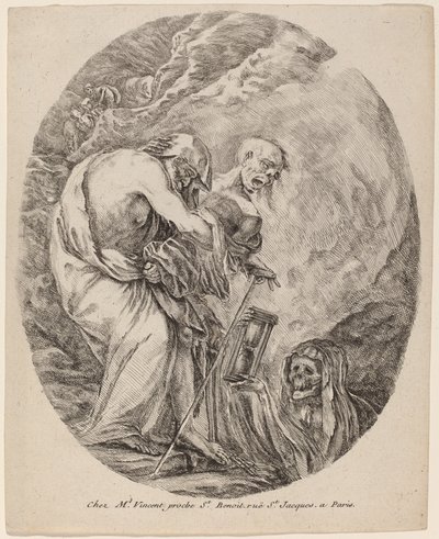 Död med en gammal man, troligen 1648. av Stefano della Bella
