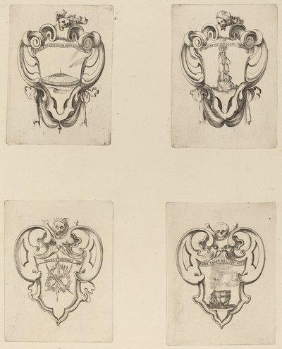 Fyra emblem för prins Francesco de Medicis begravning. av Stefano della Bella