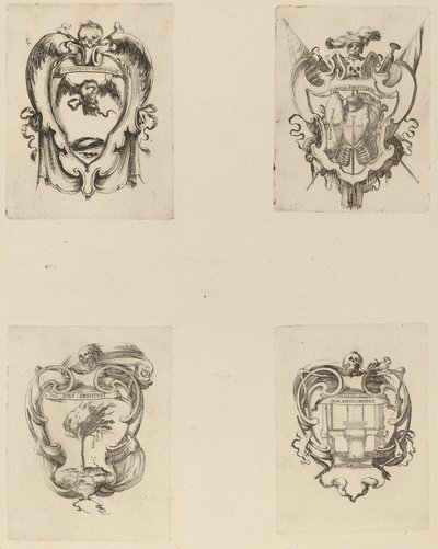 Fyra emblem för prins Francesco de Medicis begravning. av Stefano della Bella
