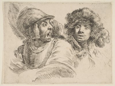 Skrämd soldat och en man i en pälsmössa, ca. 1652. av Stefano della Bella