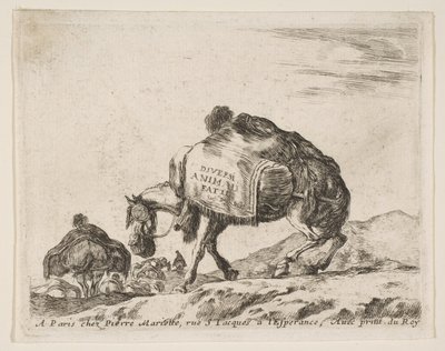 Frontispice för olika djur: Packhäst, ca. 1641. av Stefano della Bella
