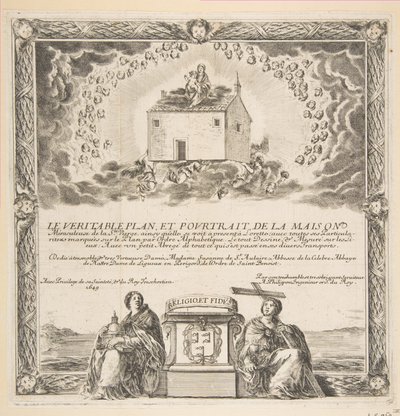 Frontispice för The True Plan and Portrait of the House of Ste. Jungfru, 1649. av Stefano della Bella