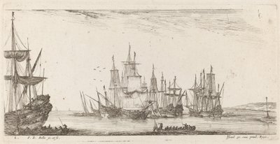 Grupp av skepp, 1644. av Stefano della Bella