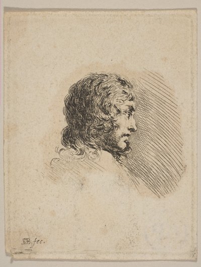 Chef för en ung man i profil, från Diverse porträtt Recueil de Diverses Piéces S..., ca. 1647. av Stefano della Bella