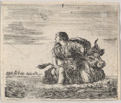 Jupiter och Europa, från Game of Mythology Jeu de la Mythologie, 1644. av Stefano della Bella