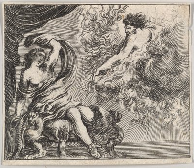 Jupiter och Semele, från Game of Mythology Game of Mythology, av Stefano della Bella