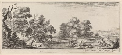Landskap med hjortjakt, i eller före 1647. av Stefano della Bella