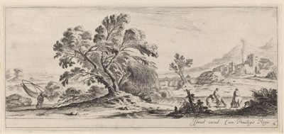 Landskap med fiskare som bär sitt nät, i eller före 1647. av Stefano della Bella