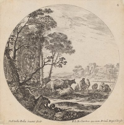 Landskap med romerska ruiner, 1646. av Stefano della Bella