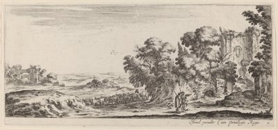 Landskap med ruiner, i eller före 1647. av Stefano della Bella