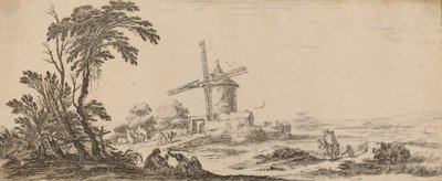 Landskap med väderkvarn, i eller före 1647. av Stefano della Bella