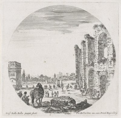 Landskap med Colosseum och Konstantins båge Landskap och ruiner i Rom (serietitel) Paysages et ruines de Rome (serietitel) av Stefano della Bella
