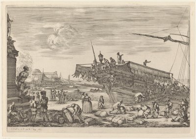 Att lasta ett fartyg, förmodligen c. 16541655. av Stefano della Bella