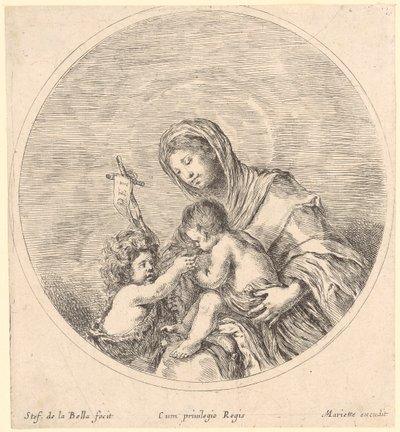 Maria med barnet och Johannes Döparen av Stefano della Bella