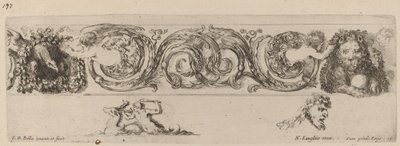 Prydnadsfris med örn och lejon engagerad av barn, troligen 1648. av Stefano della Bella