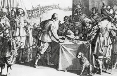 Betalande legosoldater, gravyr av Stefano della Bella (1610-1664) av Stefano della Bella