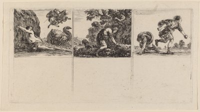Perseus och Andromeda, Cephalus och Procris, Hippomene och Atalantus, 1644. av Stefano della Bella