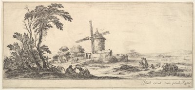 Tavla 10: en familj i mitten av förgrunden, olika figurer och hästar i mitten, en..., ca. 1641. av Stefano della Bella