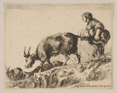 Tavla 14: herdinna som vallar getter, ca. 1641. av Stefano della Bella