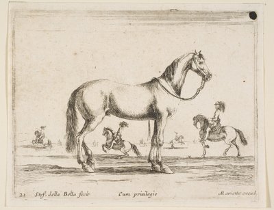 Plåt 21: häst, från Diverse djur Diversi animali, 1641. av Stefano della Bella