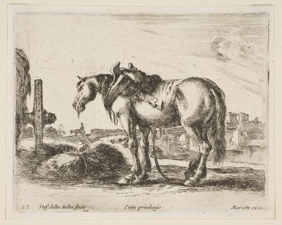 Tallrik 22: vagnhäst, från Diverse djur Diversi animali, ca. 1641. av Stefano della Bella