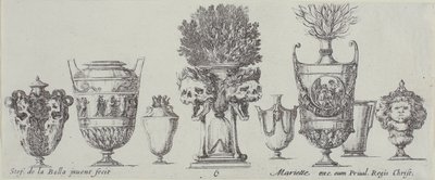 Tallrik sex från Collection of Various Vases av Stefano della Bella