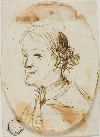 Porträttbyst av man med kravatt (recto); Skiss av sadel (verso) av Stefano della Bella