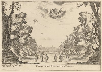 Första scenen som representerar Florens av Stefano della Bella