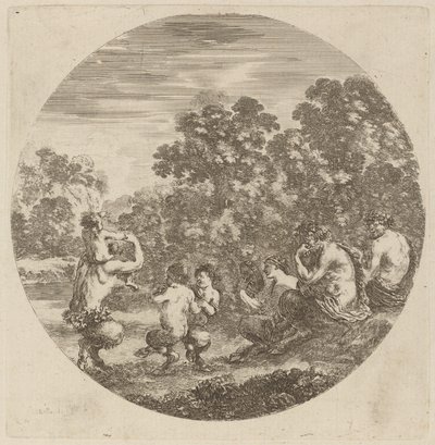 Satyrer och Faun. av Stefano della Bella