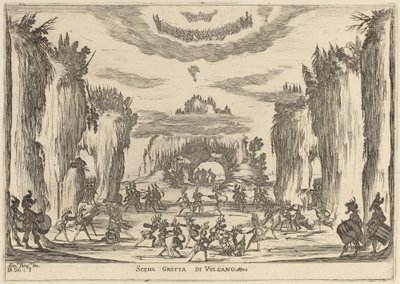 Grotto scen av Vulcano av Stefano della Bella