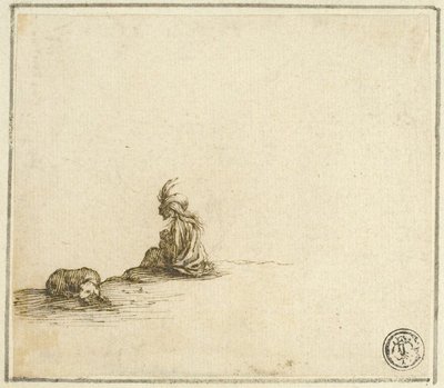 Sittande zigenarmor och barn, med hund av Stefano della Bella