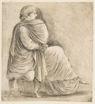 Sittande kvinna i profil efter Antique Bas Relief, ca. 1660. av Stefano della Bella