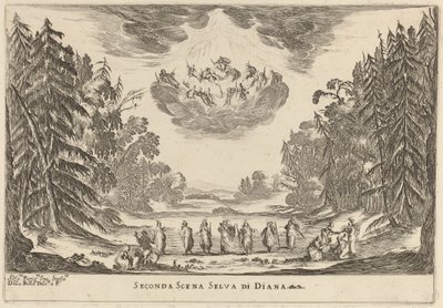 Andra scenen Selva di Diana av Stefano della Bella