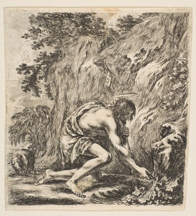 Johannes Döparen hämtar vatten från en källa, ca. 1649. av Stefano della Bella