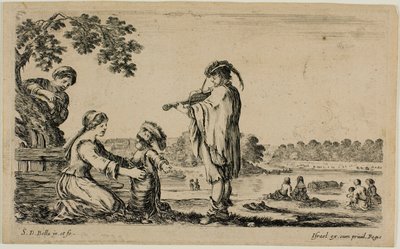 Stående violinist, från Diverse figurer från landsbygden av Stefano della Bella