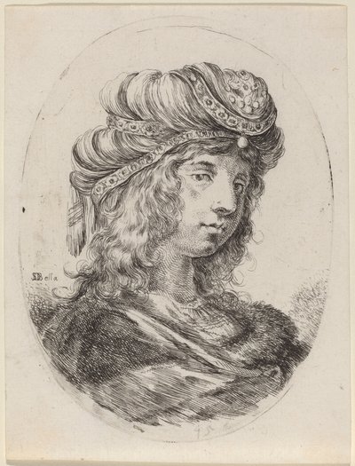 Sultanism i en bandad turban, vänd till höger av Stefano della Bella