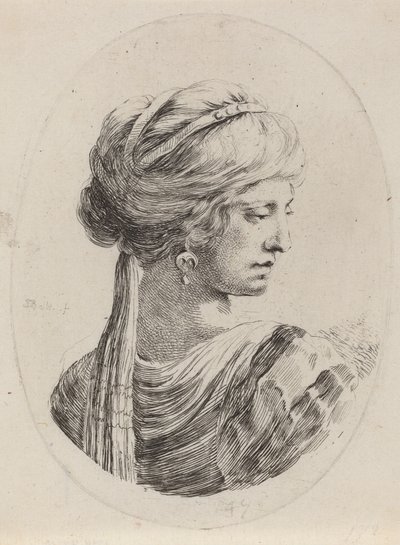 Sultanism i en beslöjad turban, sedd bakifrån, 16491650. av Stefano della Bella