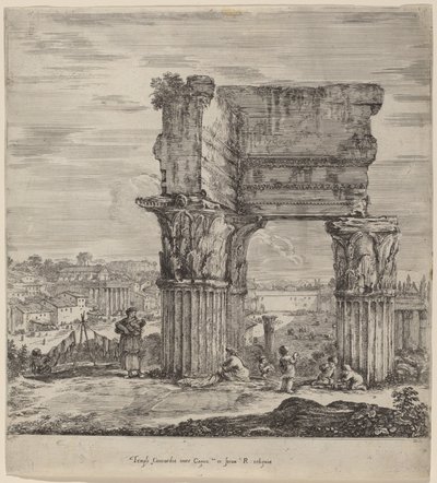 Concordtemplet och Forum Romanum av Stefano della Bella