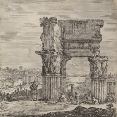 Temple of Concord och Forum Romanum, 1656. av Stefano della Bella