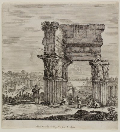 Concordiatemplet och Forum Romanum av Stefano della Bella