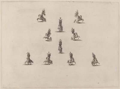 Tio kavaljerer med stora plumerade hjälmar, 1652. av Stefano della Bella