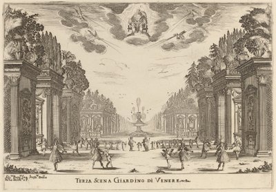Tredje scenen Giardins of Venus av Stefano della Bella