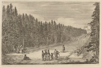 The Avenue of Fountains, troligen 1653. av Stefano della Bella