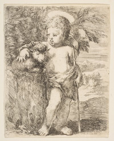 Spädbarnet Johannes döparen med sitt lamm, ca. 1649. av Stefano della Bella